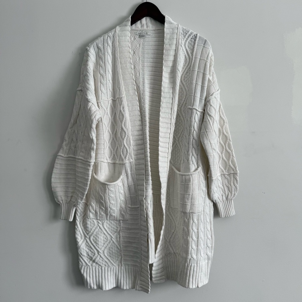 American Eagle Cozy White Cable Knit Cardigan - Picture 1 of 9